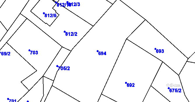 Parcela st. 694 v KÚ Stonařov, Katastrální mapa