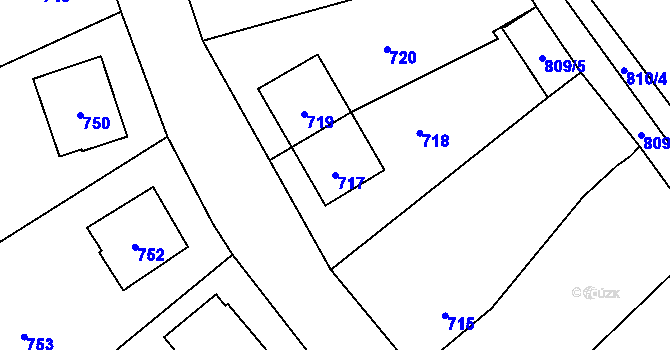 Parcela st. 717 v KÚ Stonařov, Katastrální mapa