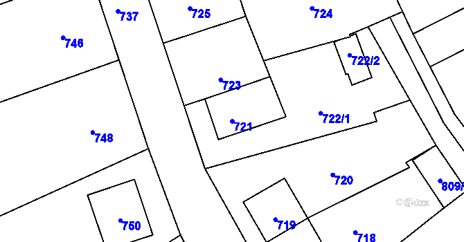 Parcela st. 721 v KÚ Stonařov, Katastrální mapa