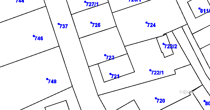 Parcela st. 723 v KÚ Stonařov, Katastrální mapa