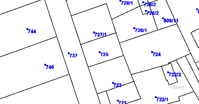 Parcela st. 725 v KÚ Stonařov, Katastrální mapa