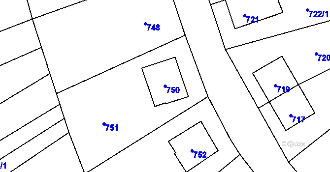Parcela st. 750 v KÚ Stonařov, Katastrální mapa