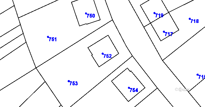 Parcela st. 752 v KÚ Stonařov, Katastrální mapa