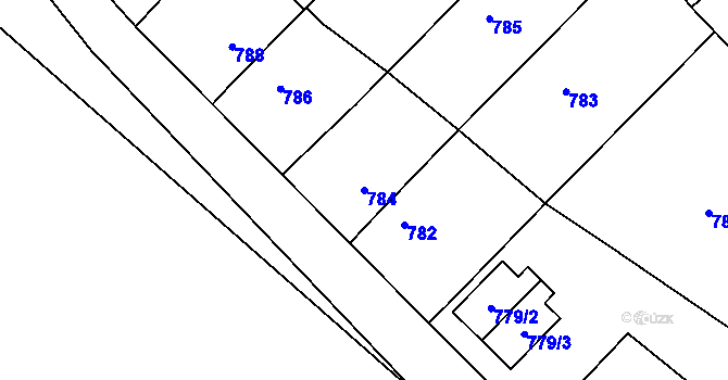 Parcela st. 784 v KÚ Stonařov, Katastrální mapa
