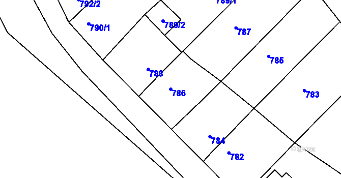 Parcela st. 786 v KÚ Stonařov, Katastrální mapa