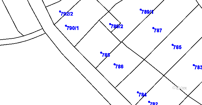Parcela st. 788 v KÚ Stonařov, Katastrální mapa