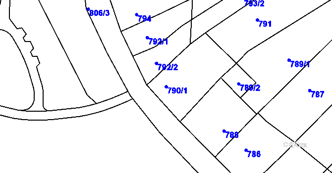 Parcela st. 790/1 v KÚ Stonařov, Katastrální mapa