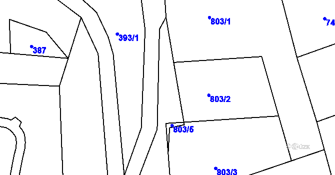 Parcela st. 803/4 v KÚ Stonařov, Katastrální mapa