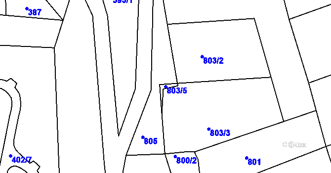 Parcela st. 803/5 v KÚ Stonařov, Katastrální mapa