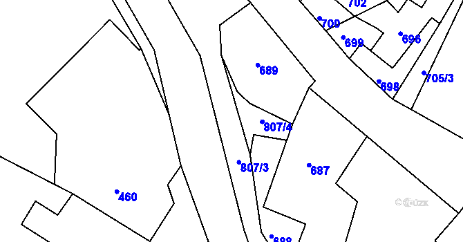 Parcela st. 807 v KÚ Stonařov, Katastrální mapa
