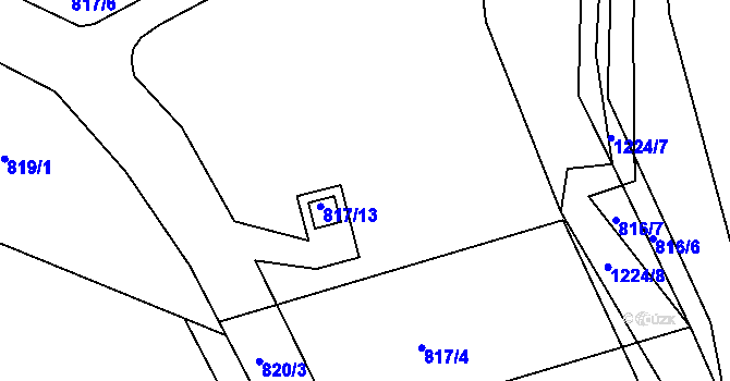 Parcela st. 817/3 v KÚ Stonařov, Katastrální mapa