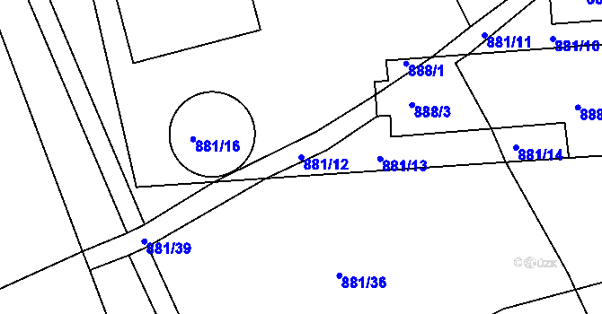 Parcela st. 881/12 v KÚ Stonařov, Katastrální mapa