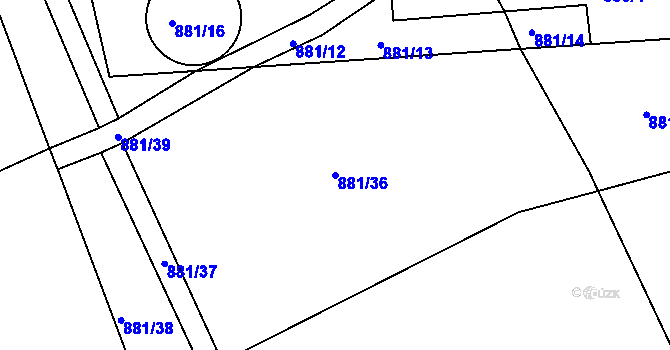 Parcela st. 881/36 v KÚ Stonařov, Katastrální mapa