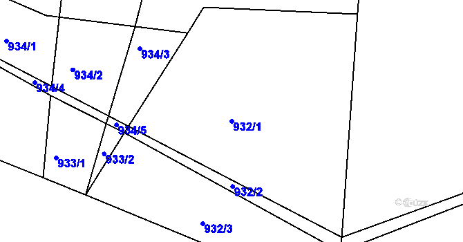 Parcela st. 932/1 v KÚ Stonařov, Katastrální mapa