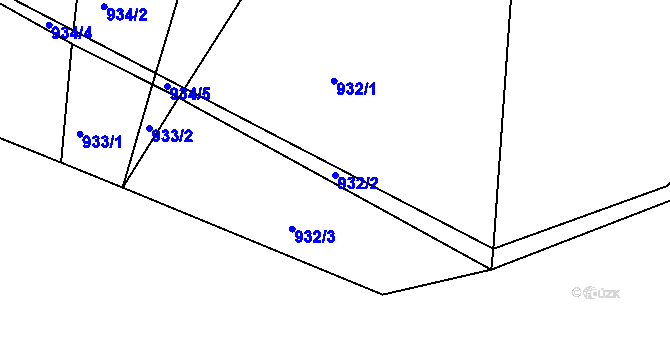 Parcela st. 932/2 v KÚ Stonařov, Katastrální mapa