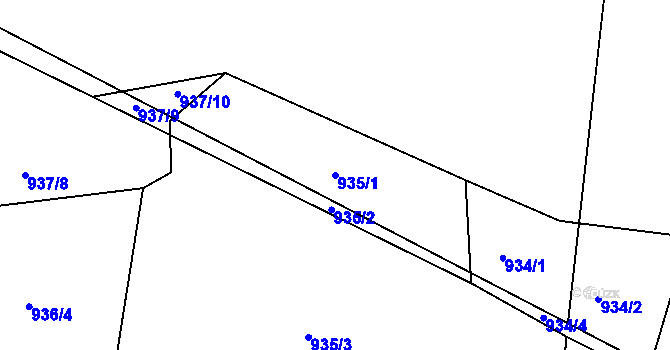 Parcela st. 935/1 v KÚ Stonařov, Katastrální mapa