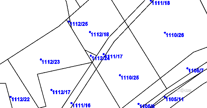 Parcela st. 1111/17 v KÚ Stonařov, Katastrální mapa