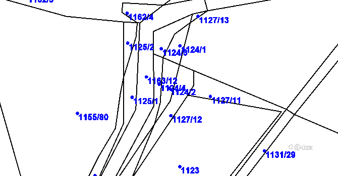 Parcela st. 1124/2 v KÚ Stonařov, Katastrální mapa