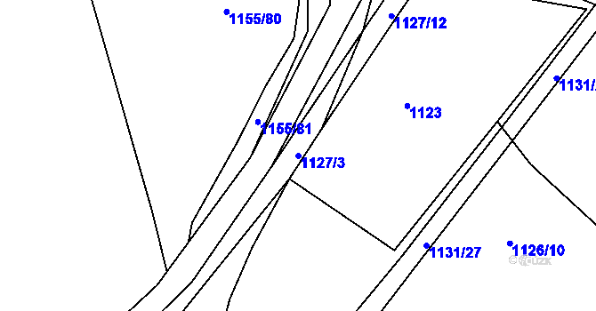 Parcela st. 1127/3 v KÚ Stonařov, Katastrální mapa