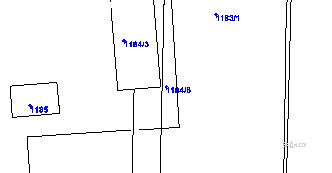 Parcela st. 1184/6 v KÚ Stonařov, Katastrální mapa