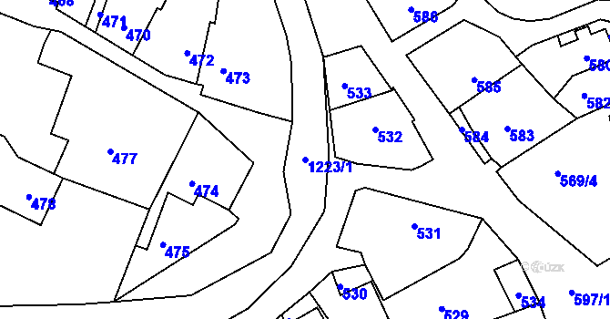 Parcela st. 1223/1 v KÚ Stonařov, Katastrální mapa