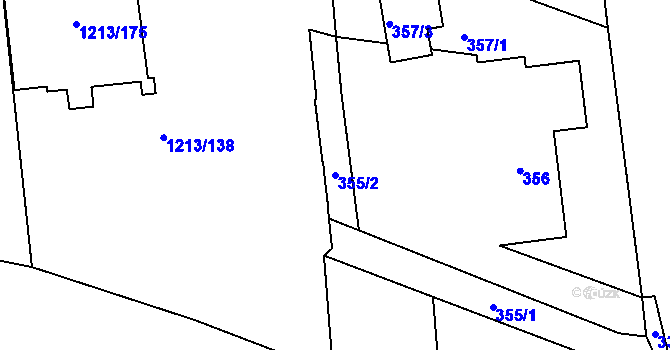 Parcela st. 355/2 v KÚ Stonařov, Katastrální mapa