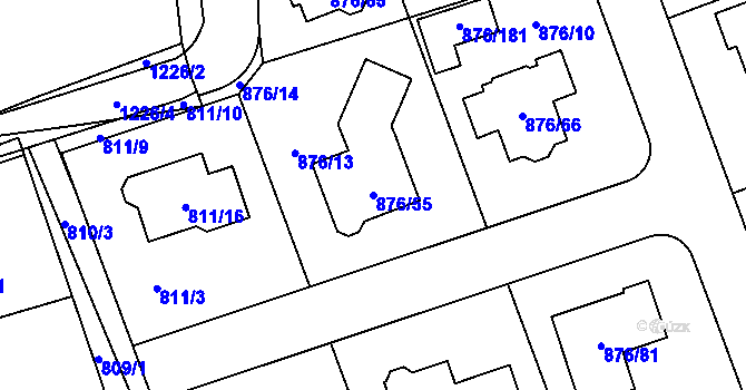 Parcela st. 876/55 v KÚ Stonařov, Katastrální mapa