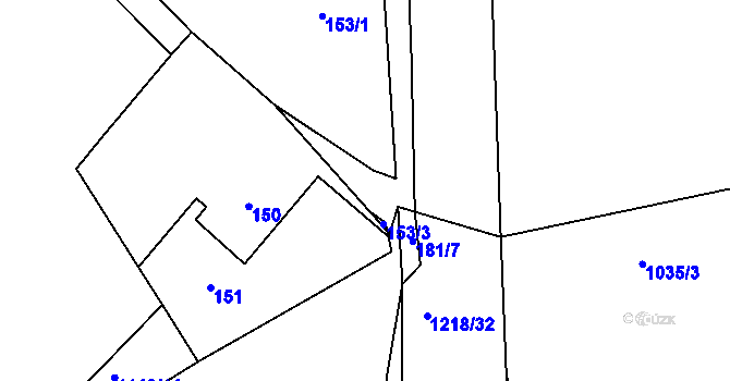 Parcela st. 153/2 v KÚ Stonařov, Katastrální mapa