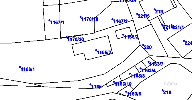 Parcela st. 1166/2 v KÚ Stonařov, Katastrální mapa
