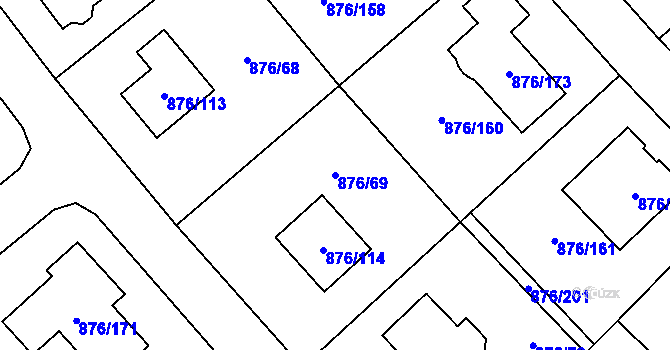 Parcela st. 876/69 v KÚ Stonařov, Katastrální mapa