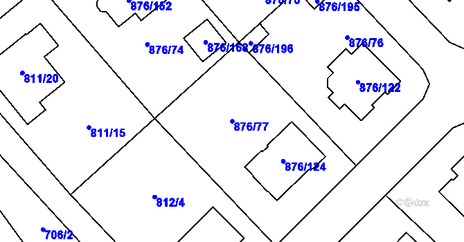 Parcela st. 876/77 v KÚ Stonařov, Katastrální mapa