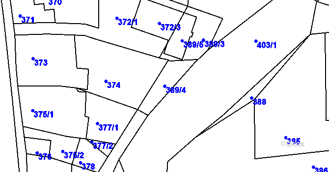 Parcela st. 389/4 v KÚ Stonařov, Katastrální mapa