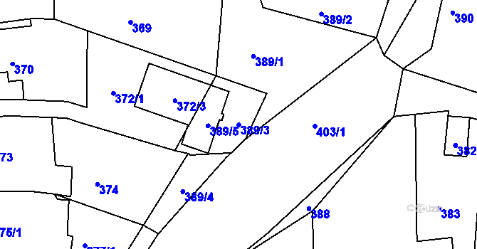 Parcela st. 389/3 v KÚ Stonařov, Katastrální mapa