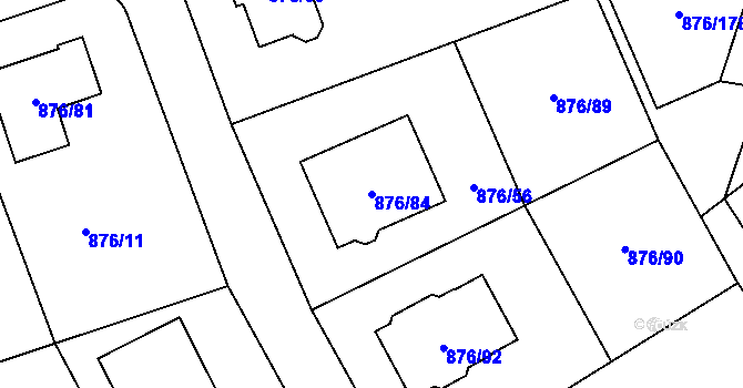 Parcela st. 876/84 v KÚ Stonařov, Katastrální mapa