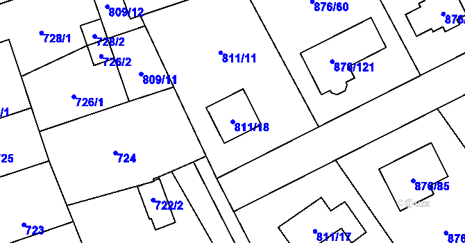 Parcela st. 811/18 v KÚ Stonařov, Katastrální mapa