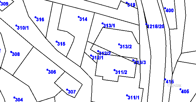 Parcela st. 312/2 v KÚ Stonařov, Katastrální mapa