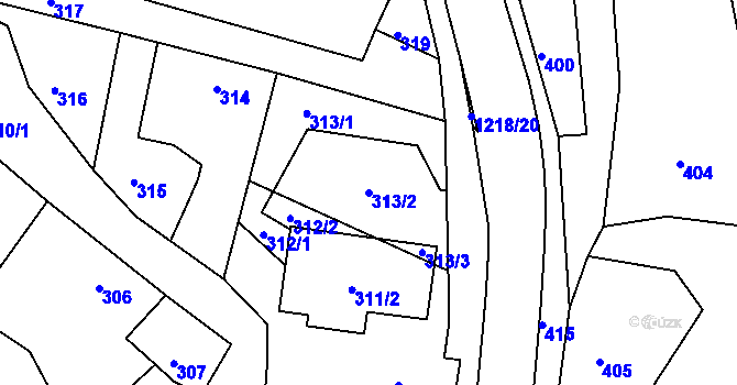 Parcela st. 313/2 v KÚ Stonařov, Katastrální mapa