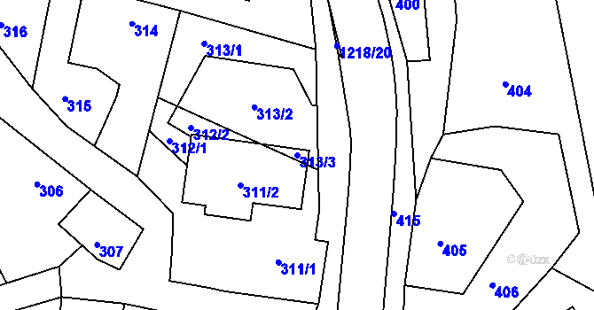 Parcela st. 313/3 v KÚ Stonařov, Katastrální mapa