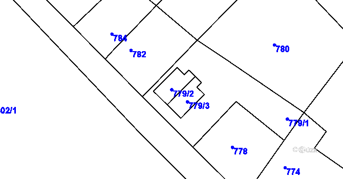 Parcela st. 779/2 v KÚ Stonařov, Katastrální mapa