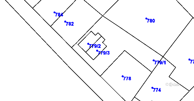 Parcela st. 779/3 v KÚ Stonařov, Katastrální mapa