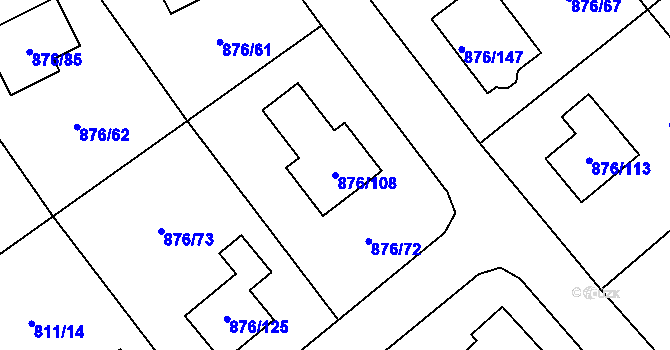 Parcela st. 876/108 v KÚ Stonařov, Katastrální mapa
