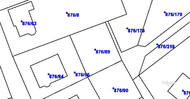 Parcela st. 876/89 v KÚ Stonařov, Katastrální mapa