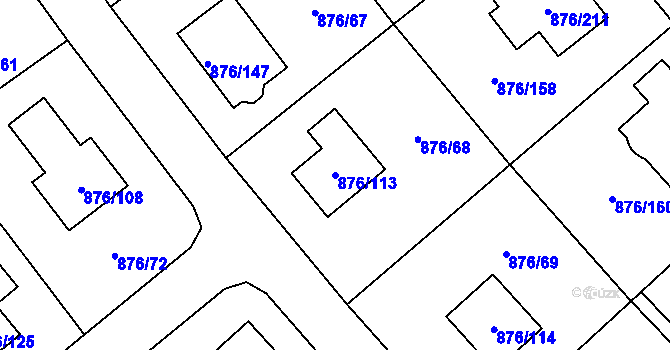 Parcela st. 876/113 v KÚ Stonařov, Katastrální mapa