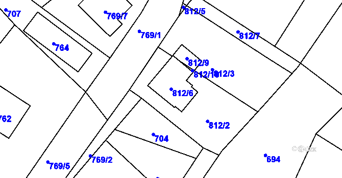Parcela st. 812/6 v KÚ Stonařov, Katastrální mapa