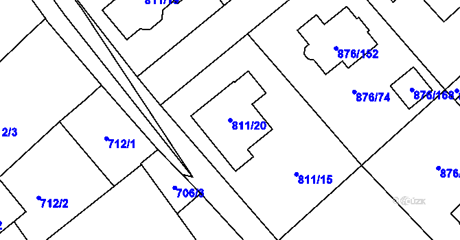 Parcela st. 811/20 v KÚ Stonařov, Katastrální mapa