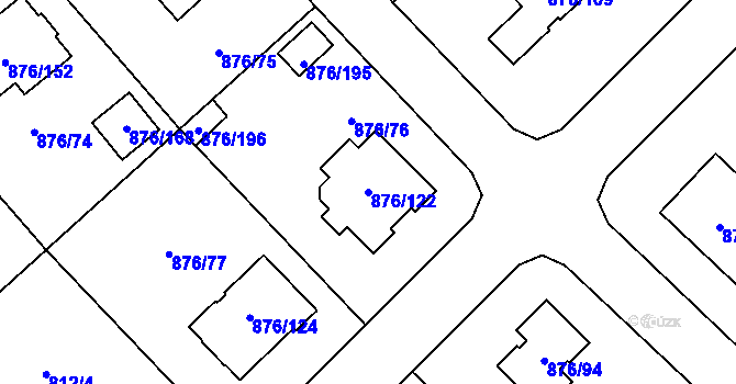 Parcela st. 876/122 v KÚ Stonařov, Katastrální mapa