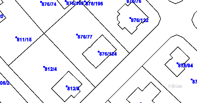 Parcela st. 876/124 v KÚ Stonařov, Katastrální mapa
