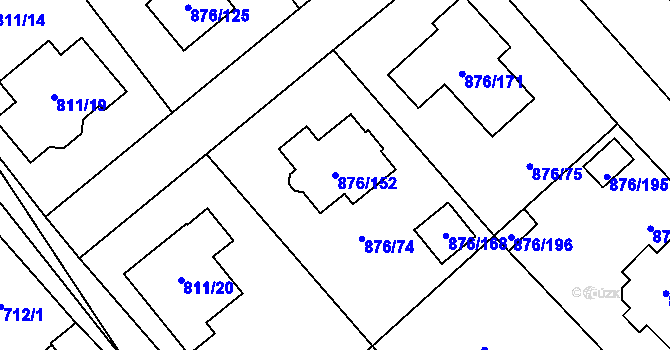 Parcela st. 876/152 v KÚ Stonařov, Katastrální mapa