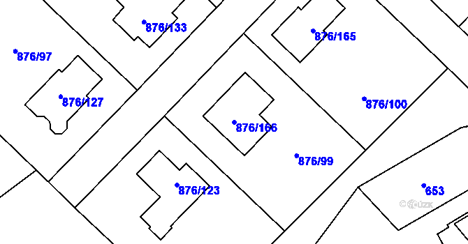 Parcela st. 876/166 v KÚ Stonařov, Katastrální mapa