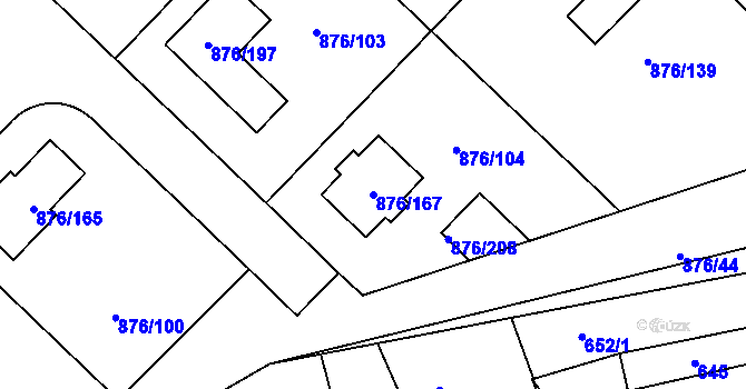 Parcela st. 876/167 v KÚ Stonařov, Katastrální mapa